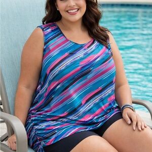 Swimsuits For All 26/28 Vibrant Striped Swim Coverup Excellent condition